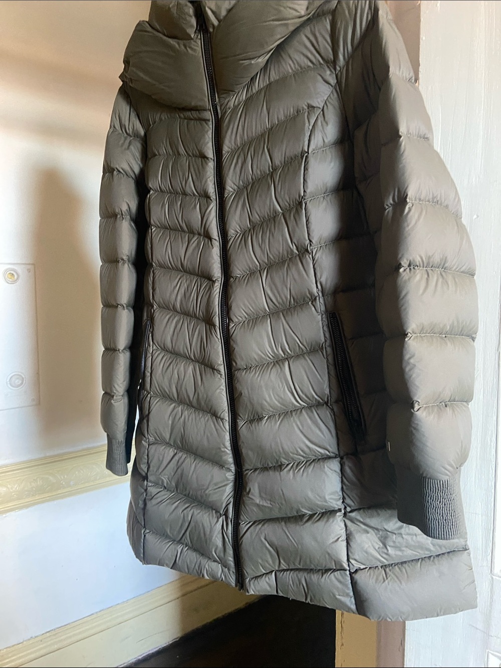 Soia & Kyo Olive Quilted Long Puffer Coat